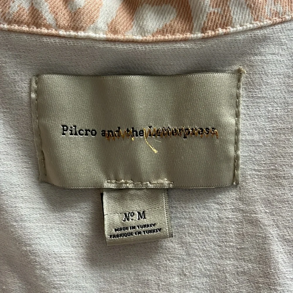 Pilcro Printed Trucker Jacket in Pink and White‎ size medium
